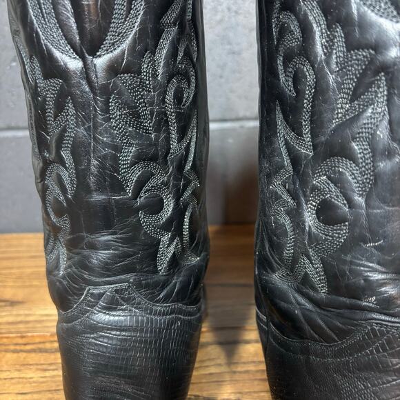 Vintage Domini Pelle Black Lizard Cowboy Boots 10.5 EE Made in Mexico Western - Picture 6 of 9